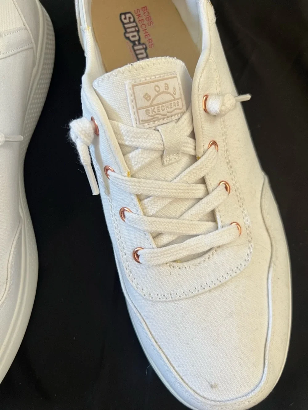 BOBS from Skechers White Canvas Slip-Ins Sneakers